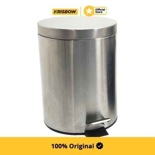 Krisbow Waste Bin Round Tempat Sampah Stainless Matt 5 Ltr