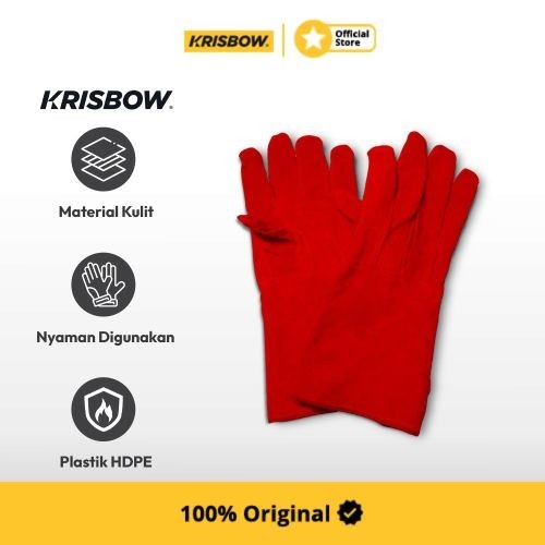 Krisbow Glove Sarung Tangan Pengaman Las Kulit 36 Cm - Merah
