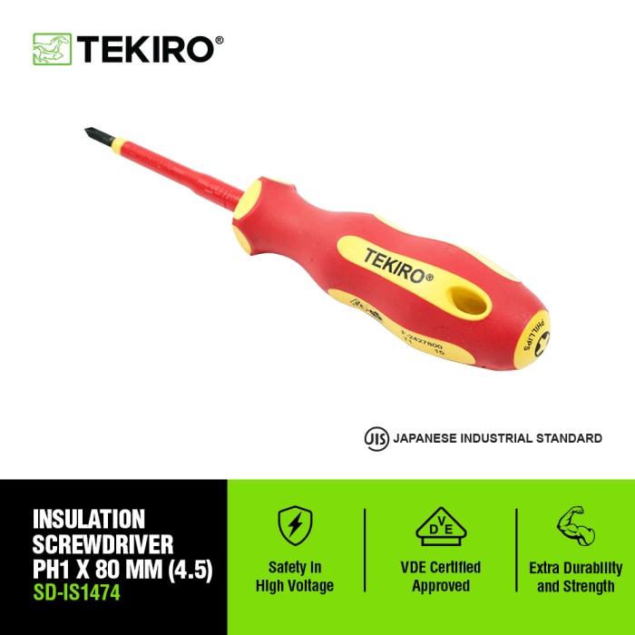 TEKIRO OBENG LISTRIK PH1 X 80 MM (4.5) /OBENG LISTRIK