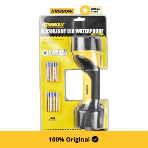 Krisbow Flashlight Senter Led Tahan Air 60 Lm 4Xaa