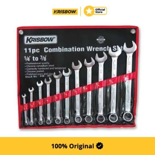 Krisbow Set Wrench Kunci Ring Pas 1/4-7/8 Inci 11 Pcs