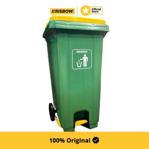 Krisbow Dust Bin Tempat Sampah Plastik Outdoor 120 Ltr-Hijau