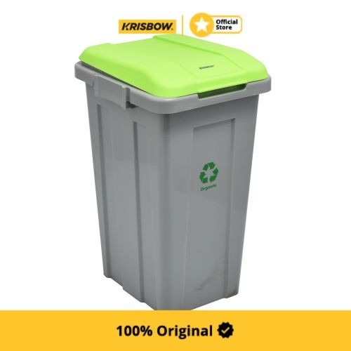 Krisbow Dust Bin Tempat Sampah Plastik Tutup 50 Ltr - Hijau