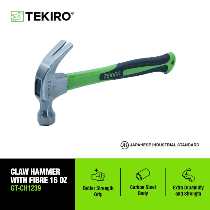 TEKIRO CLAW HAMMER WITH FIBRE 16 OZ / PALU KAMBING