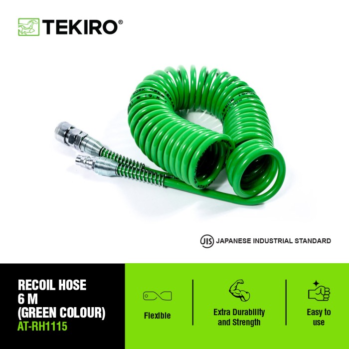 TEKIRO RECOIL HOSE 6 METER HIJAU WITH SPRING /SELANG SPIRAL